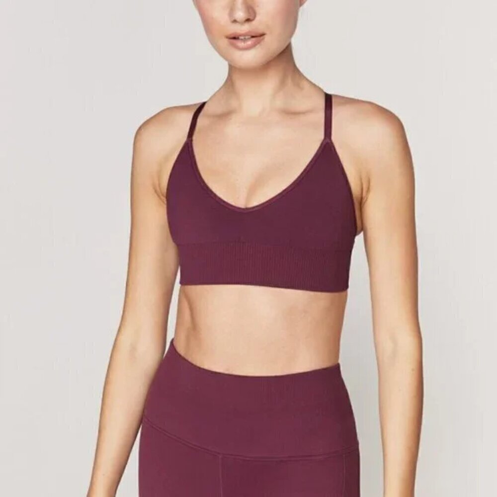 Spiritual Gangster Selene Sports Bra, Wine, Size XS/S